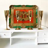 4 brass champagne flutes