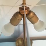 Bronze and brass water lily lamp signed