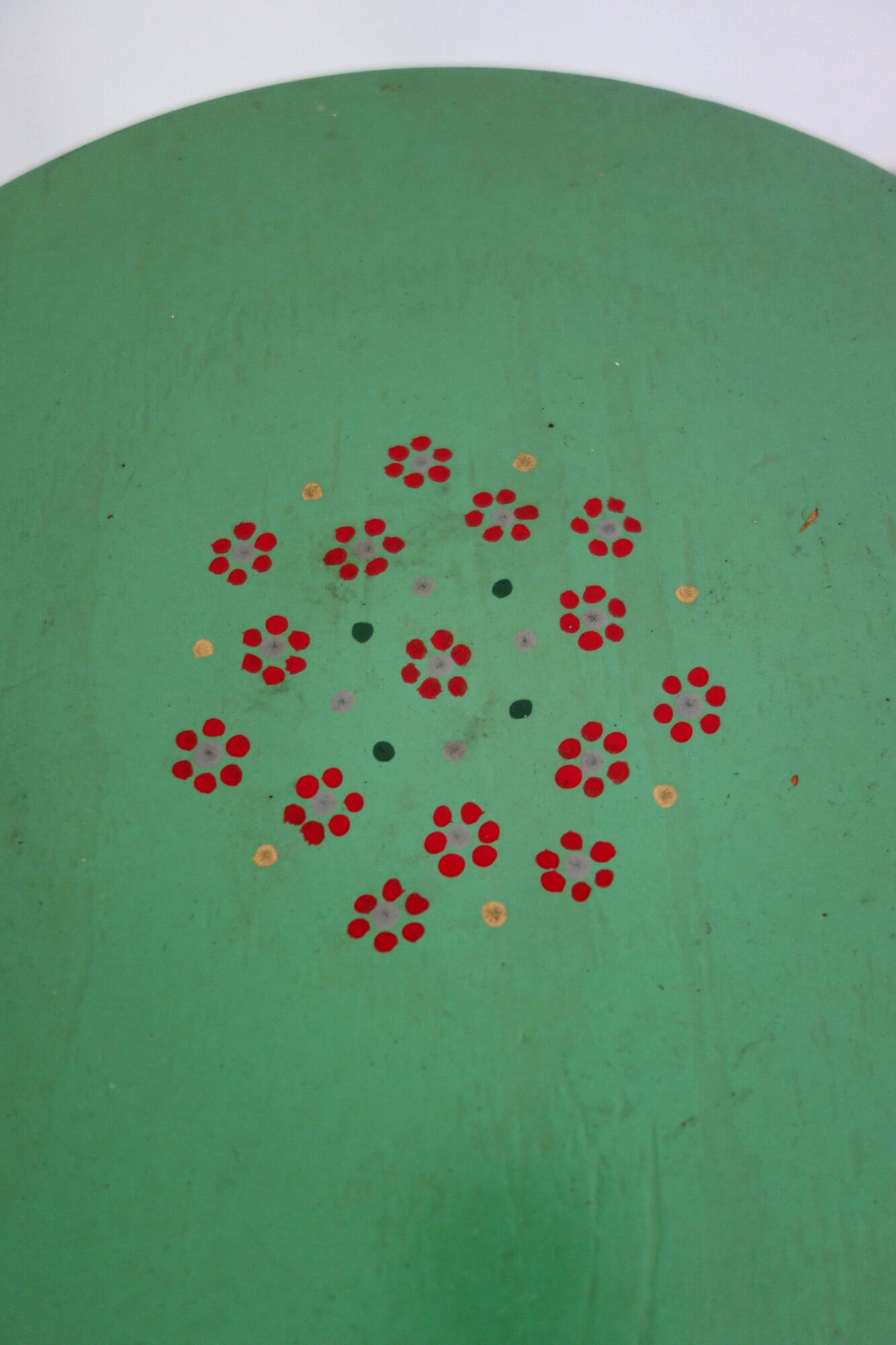 Old painted and decorated wooden stool