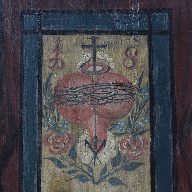 Rustic Farmhouse Folk Art Painted Bridal Cabinet 1844