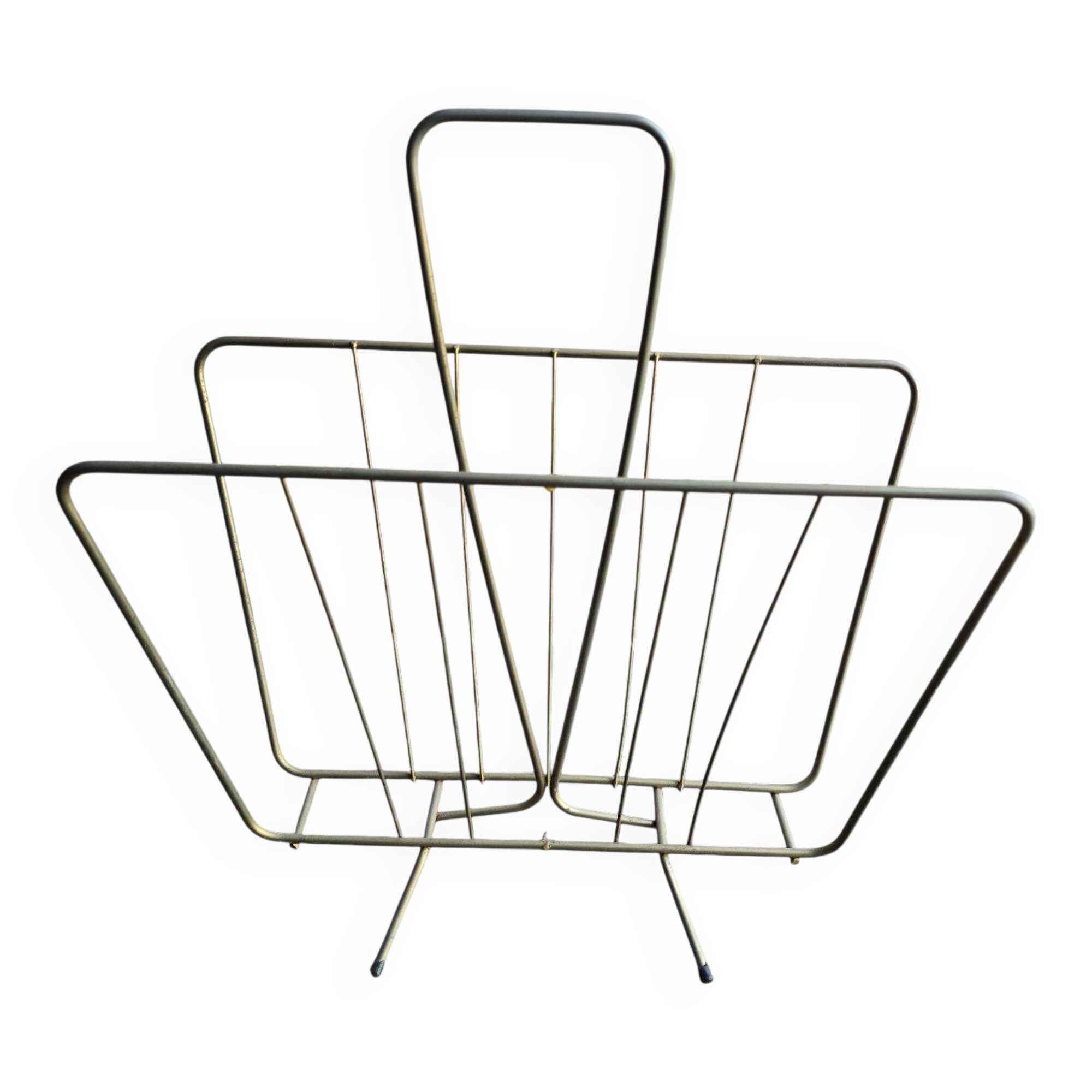 70s magazine rack in gold-tone metal