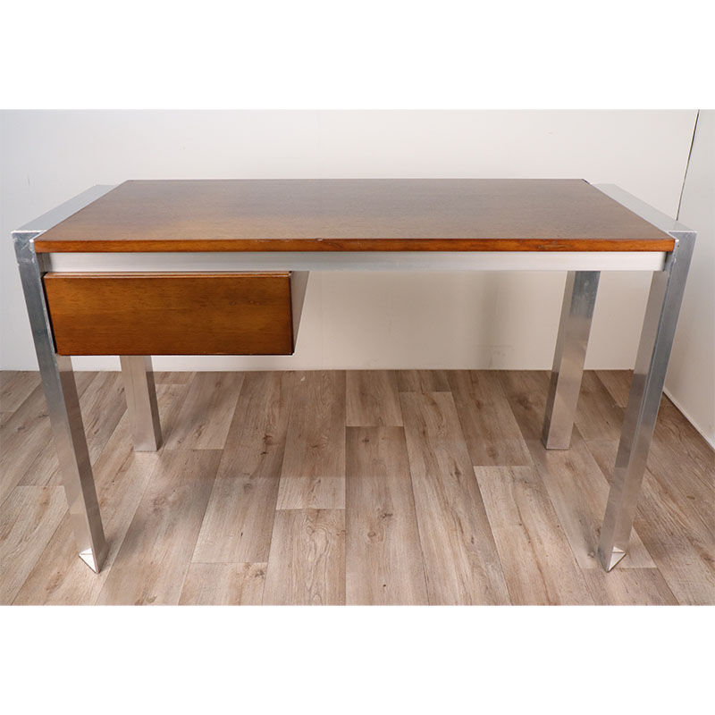Vintage Georges Frydman desk in teak and aluminum 1970