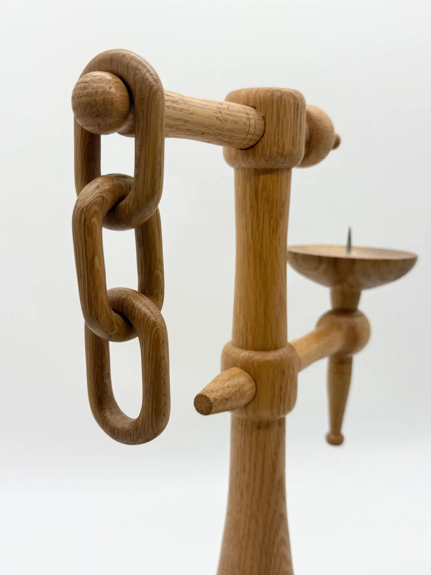 Bougeoir scandinave en chêne massif, années 1970