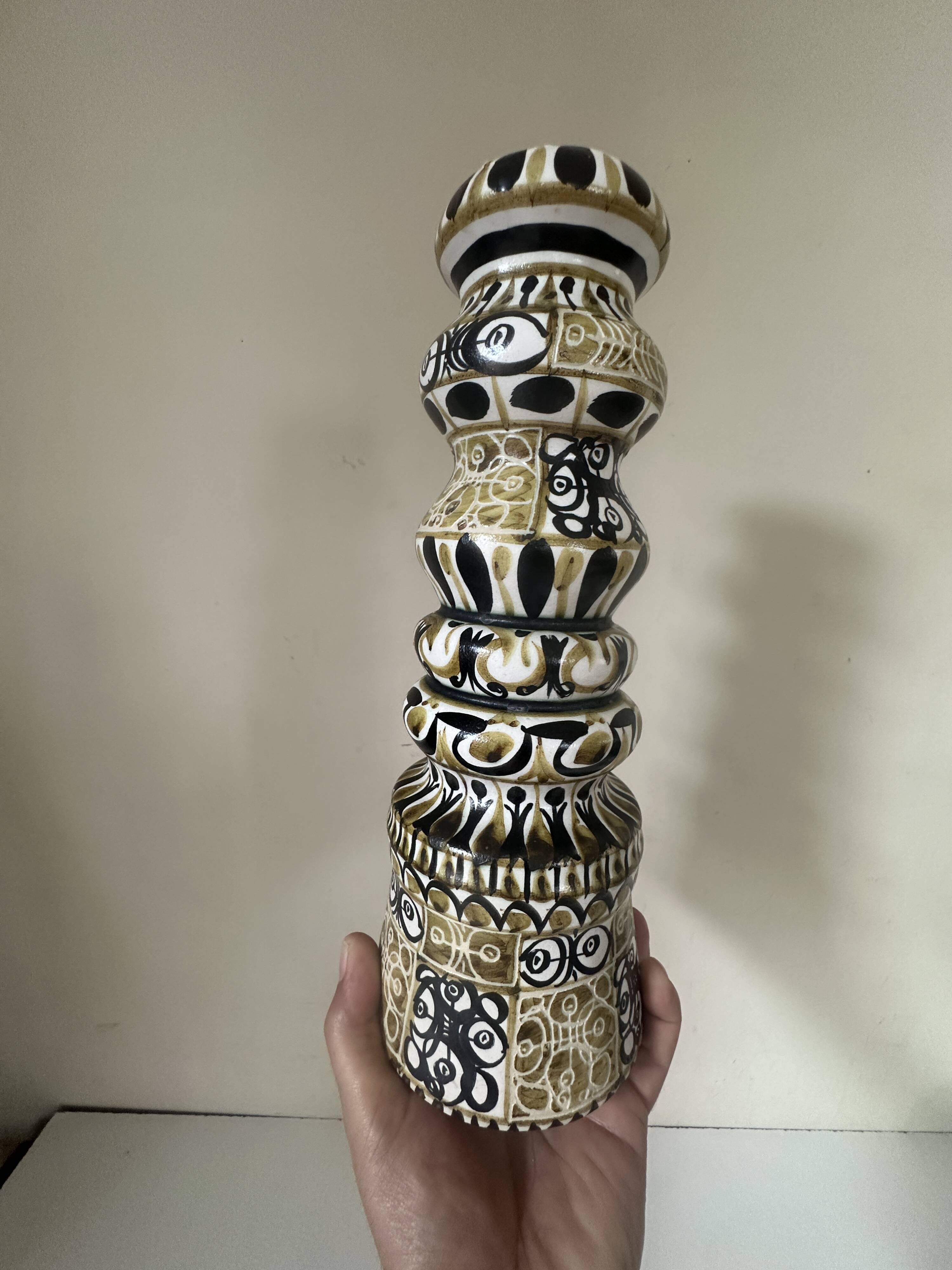 Large André Hourellou Quimper vintage candle holder