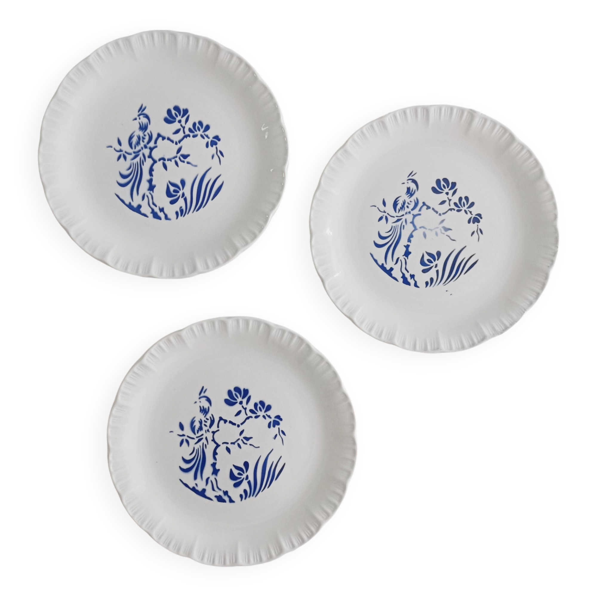 Set of 3 Digoin Sarreguemines Paradis dessert plates