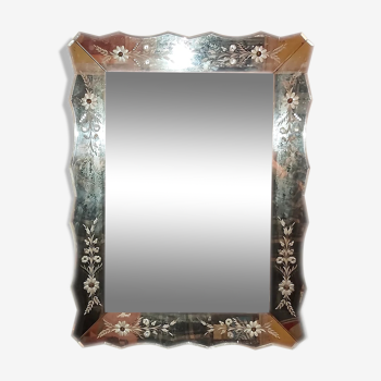 Miroir vénitien d’époque -  85x45cm