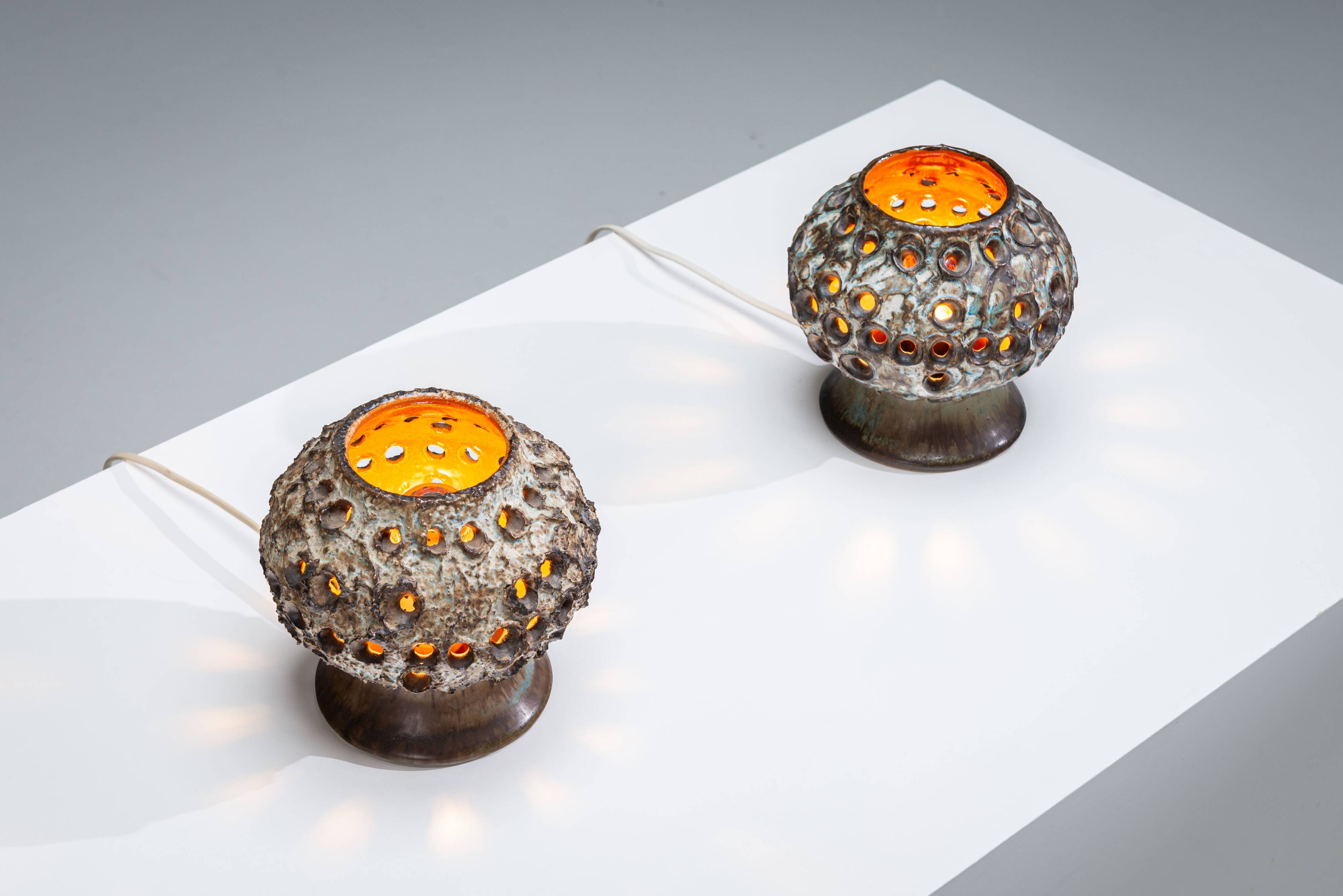 Pair of ceramic table lamps by Bruno Karlsson for EGO Stengods Atelje