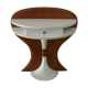 White lasked wood console and 1980s skai background
