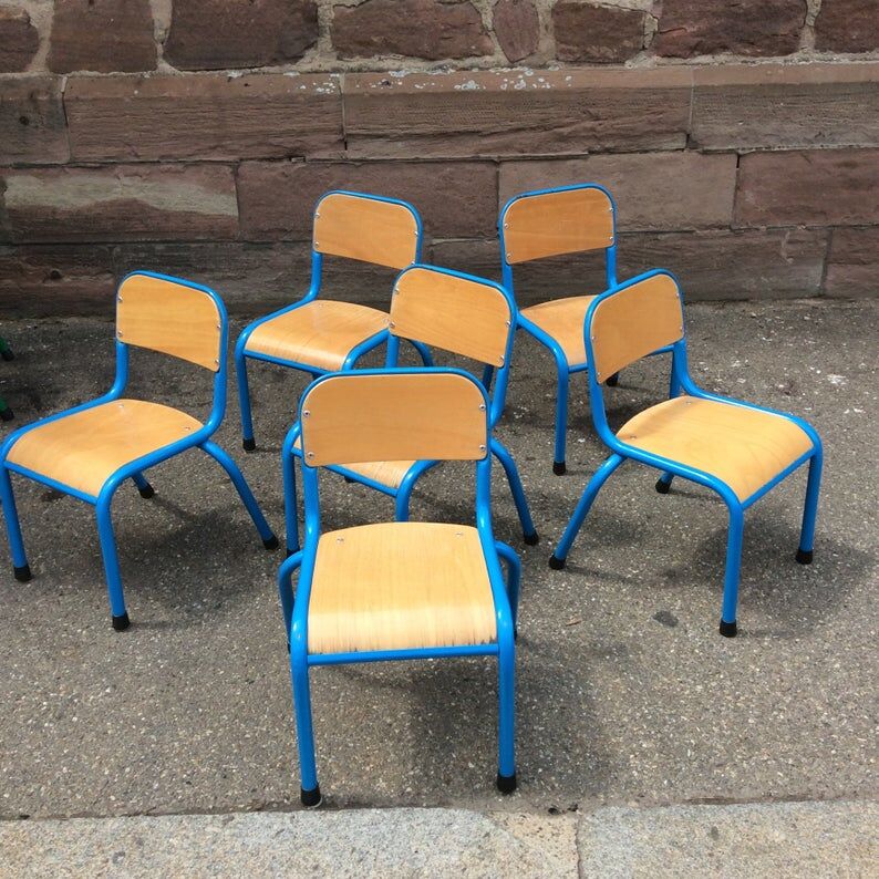 Vintage school children's chair 1970 wood
