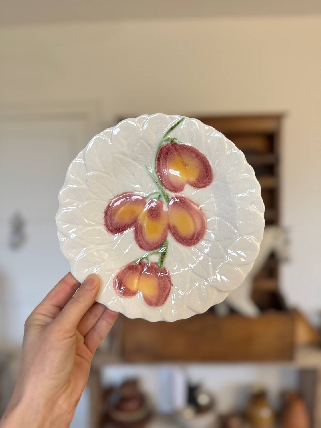 Vintage white slip plates