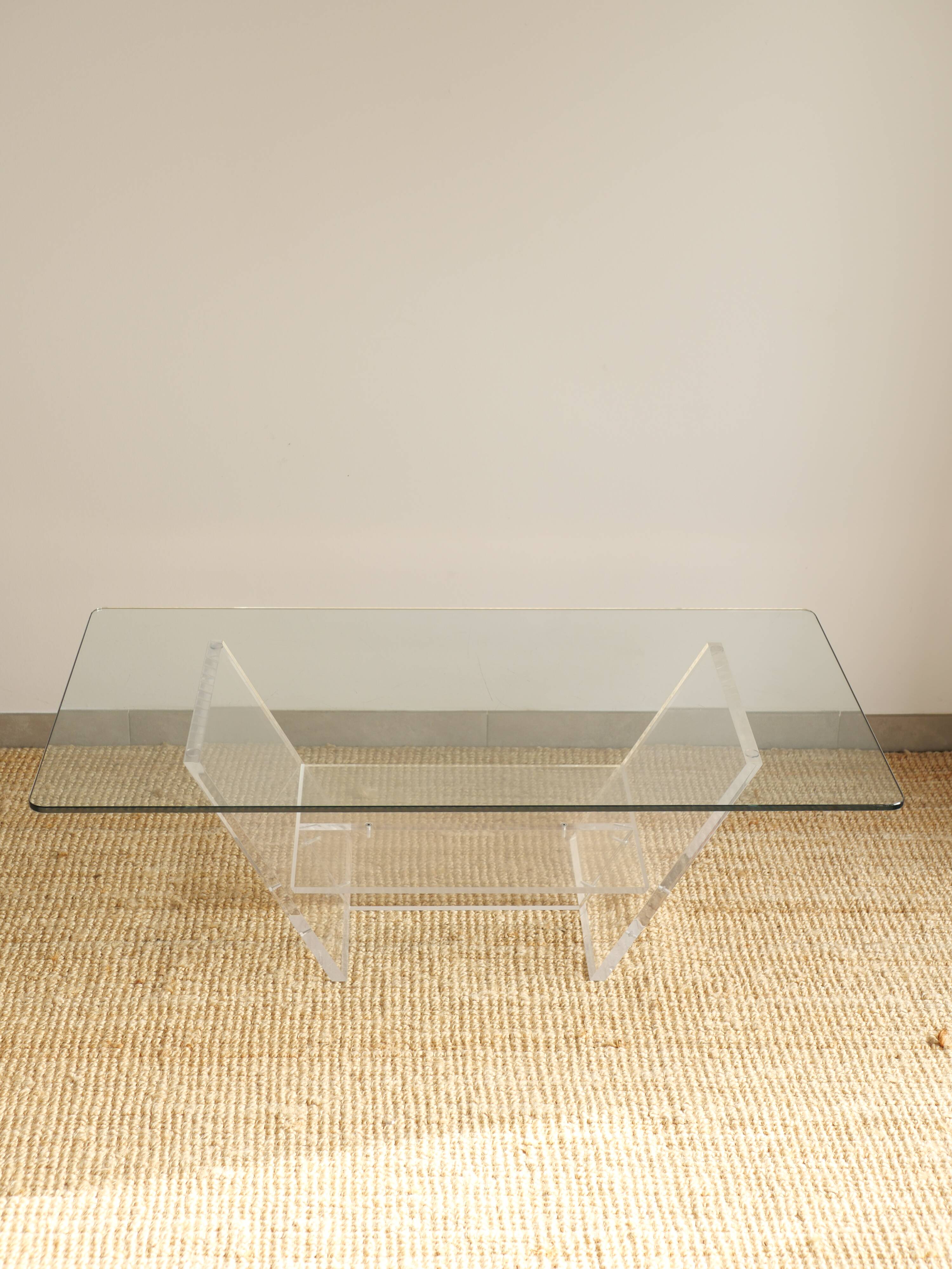 Glass and plexiglass coffee table - David Lange