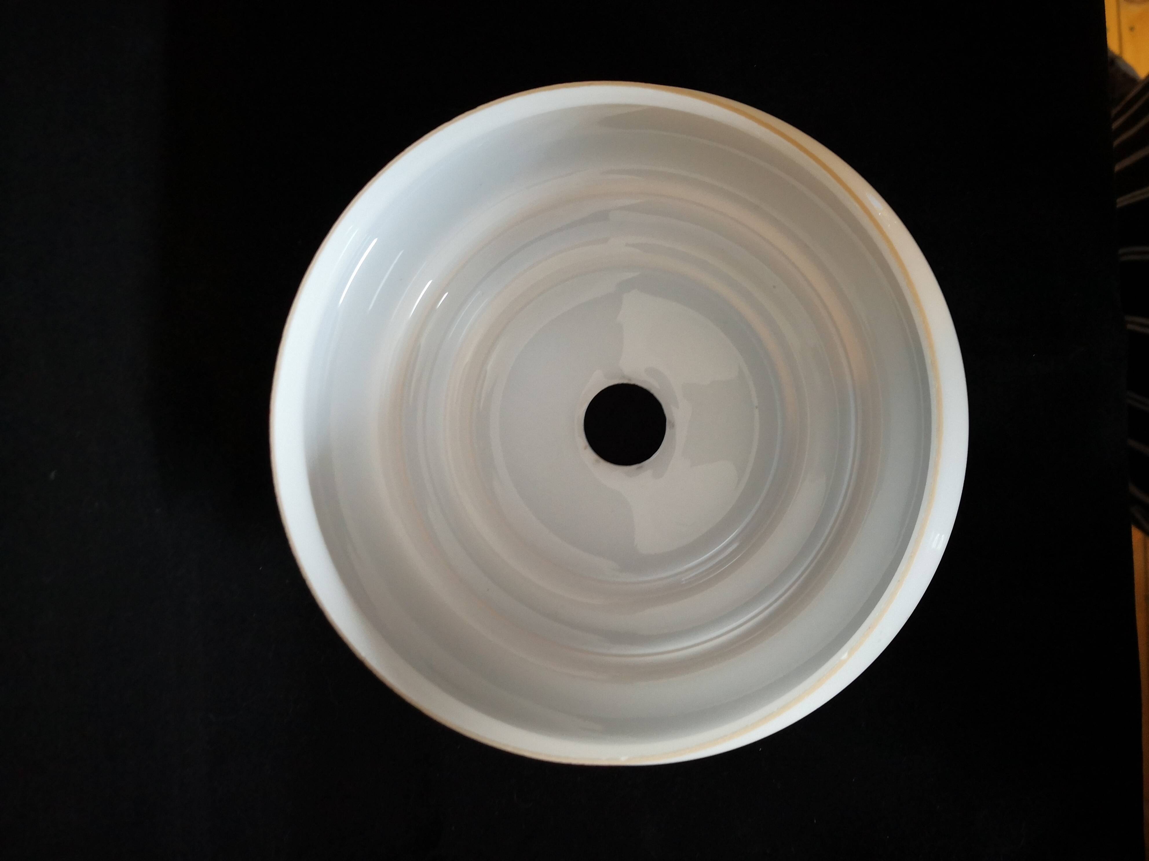 pendant lamp/lampshade/art deco in white opaline/gold lines