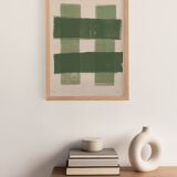 Abstract painting - green stripes painting b198 signed eawy