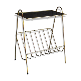Porte-revues doré et grille noire des années 60