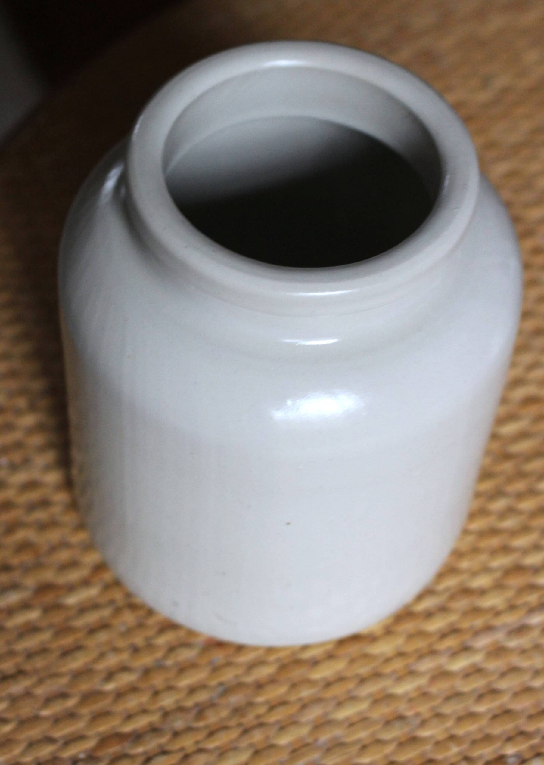 Vintage glazed stoneware vase in greige.