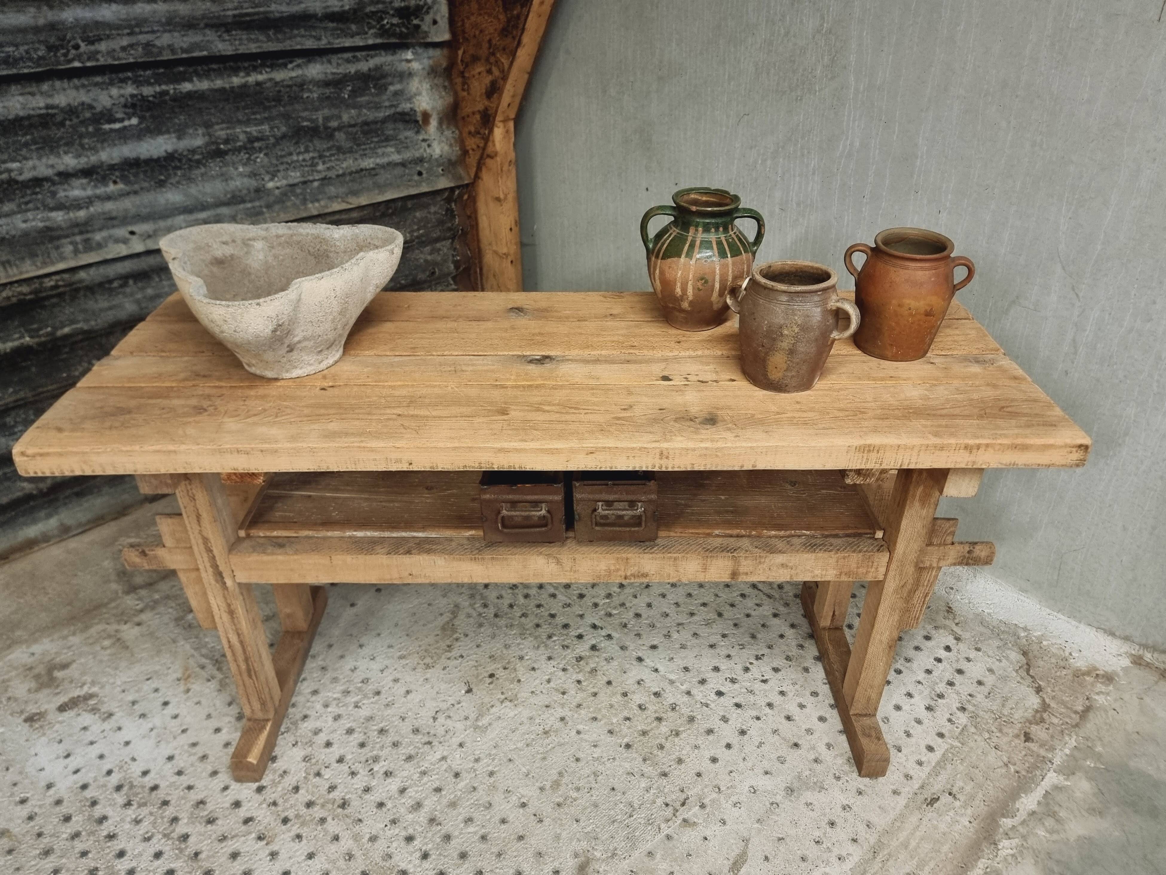 Old workbench side table bathroom furniture oak/beech 60x160cm