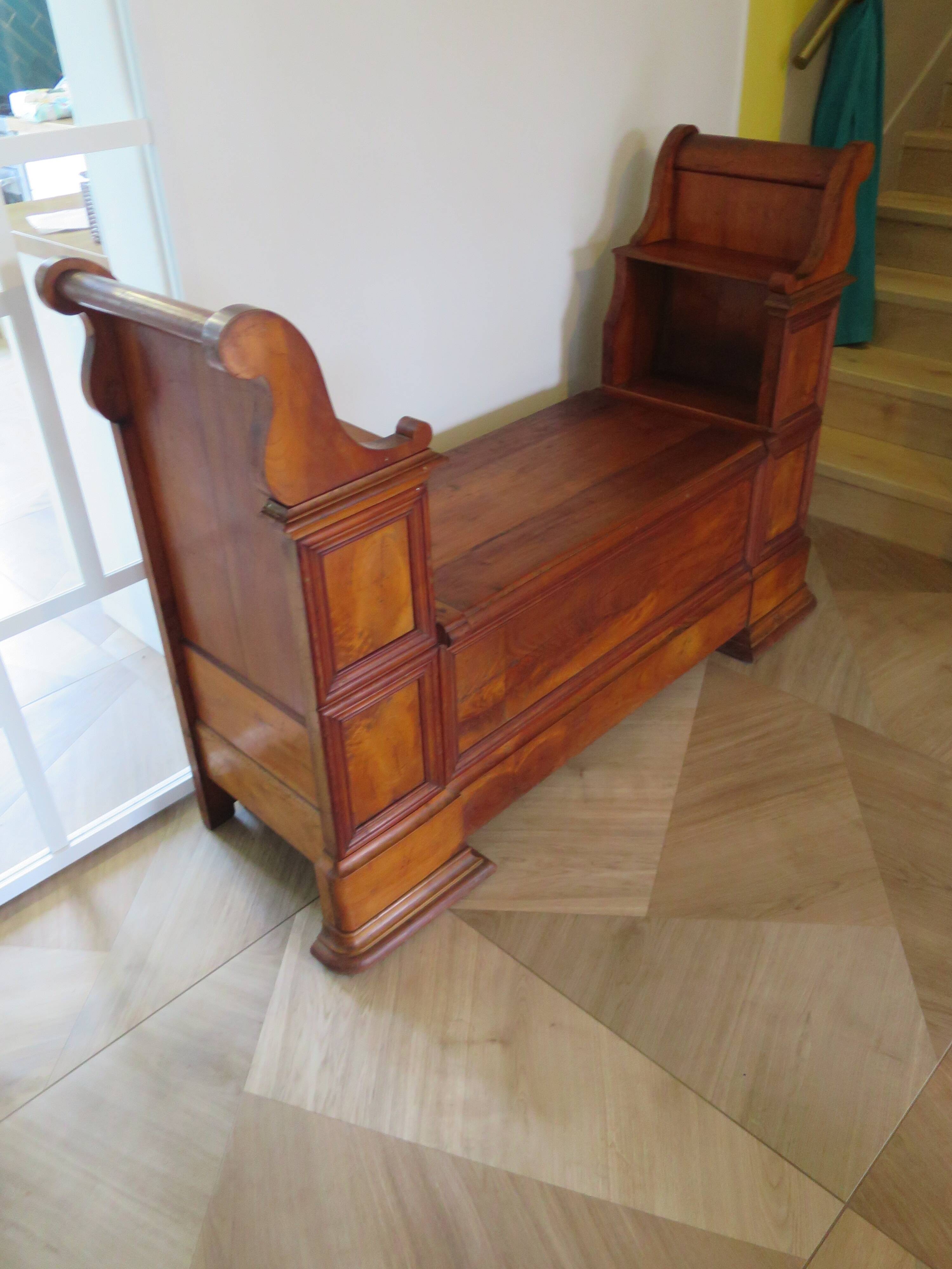 Antique trunk bench - Louis Philippe style - trunk seat - solid wood