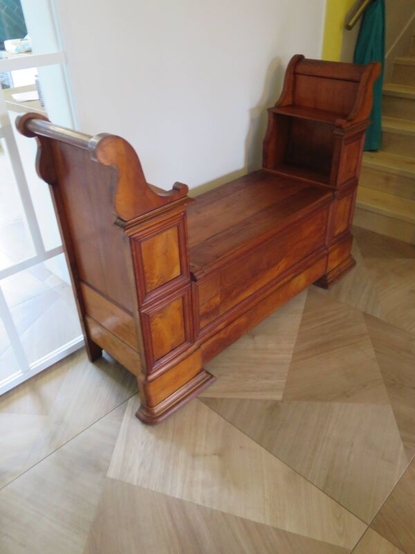 Ancien Banc coffre  - Style Louis Philippe  - Assise coffre – bois Massif