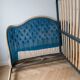 140x190 Louis XV bed in blue tufted velvet