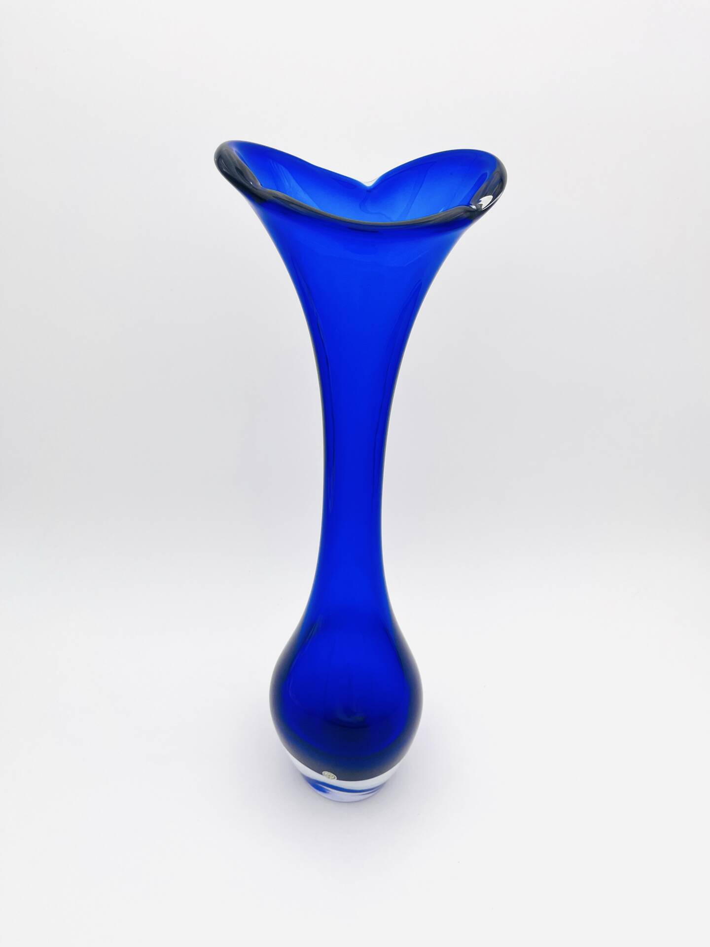 Giant Vase 44cm Bo Borgström Åseda Blue Glass Sweden Label