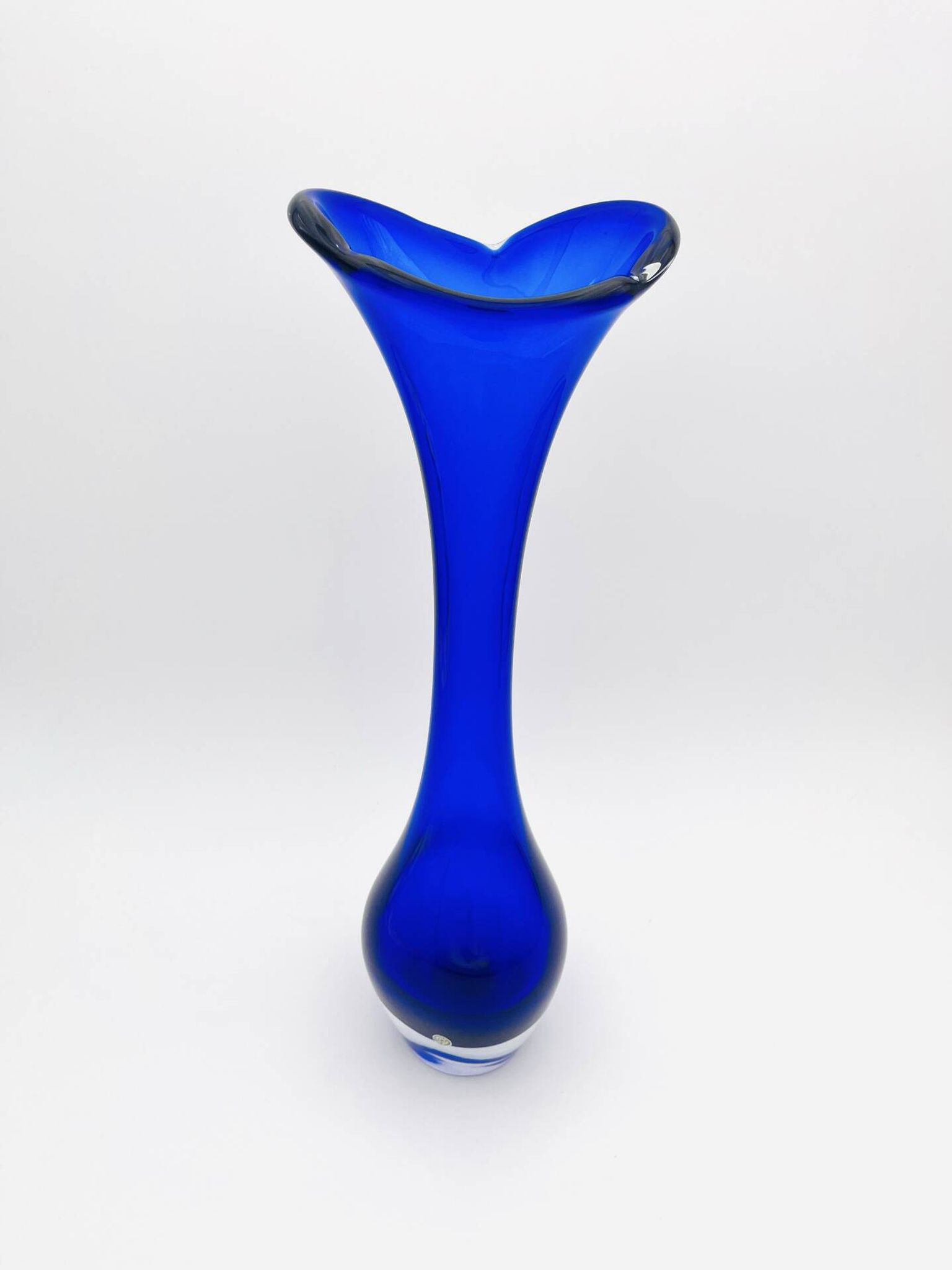 Giant Vase 44cm Bo Borgström Åseda Blue Glass Sweden Label