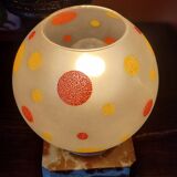 Art Deco night light in marble and enamelled glass from the 1930s.