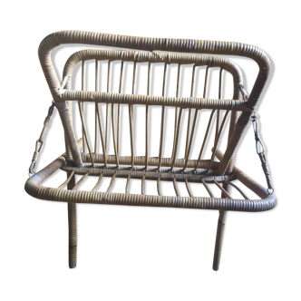 Magazine rack rattan wicker folding 70 year