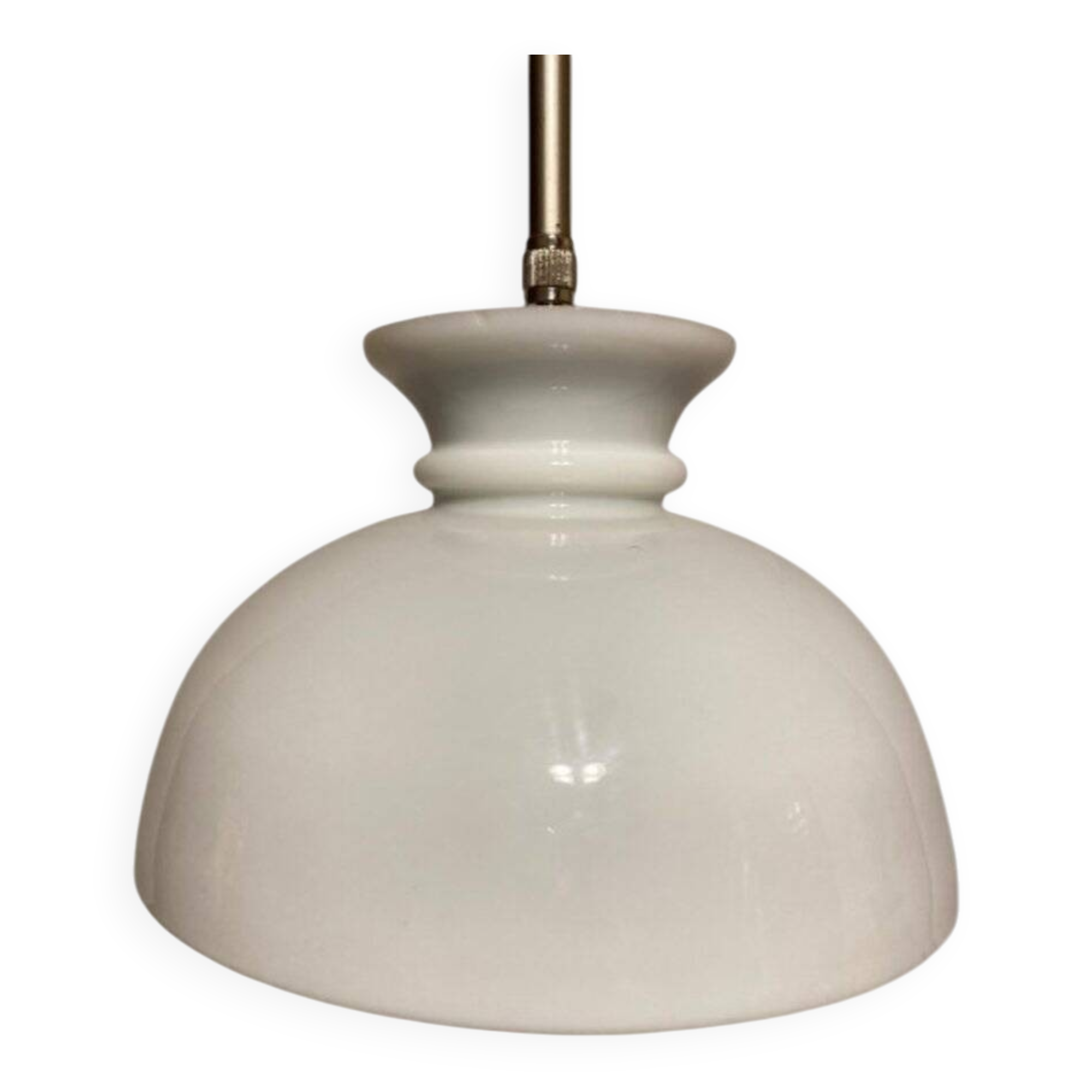 Lámpara colgante de vidrio opalino para encimera reciclada de pantalla de vidrio vintage, años 50