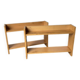 Lot of two Sornay beech shelves