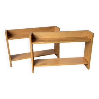 Lot of two Sornay beech shelves