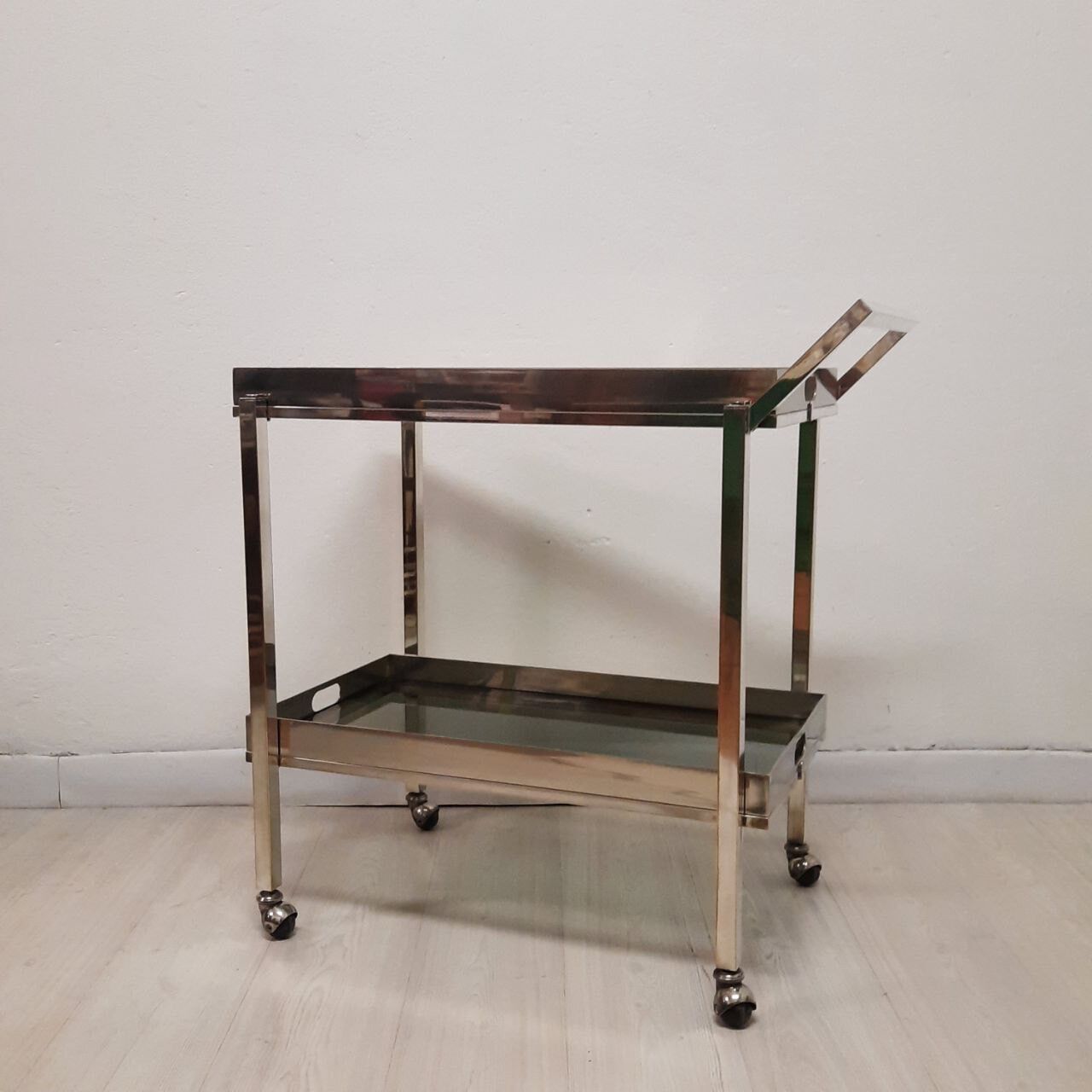 Chariot alimentaire avec deux plateaux - plaqué argent - vintage
