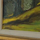 Huile sur panneau suédoise, "Lever de soleil dans un paysage de parc" par Gustaf Forsberg