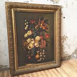 Toile XL encadrée fleurs XIXème