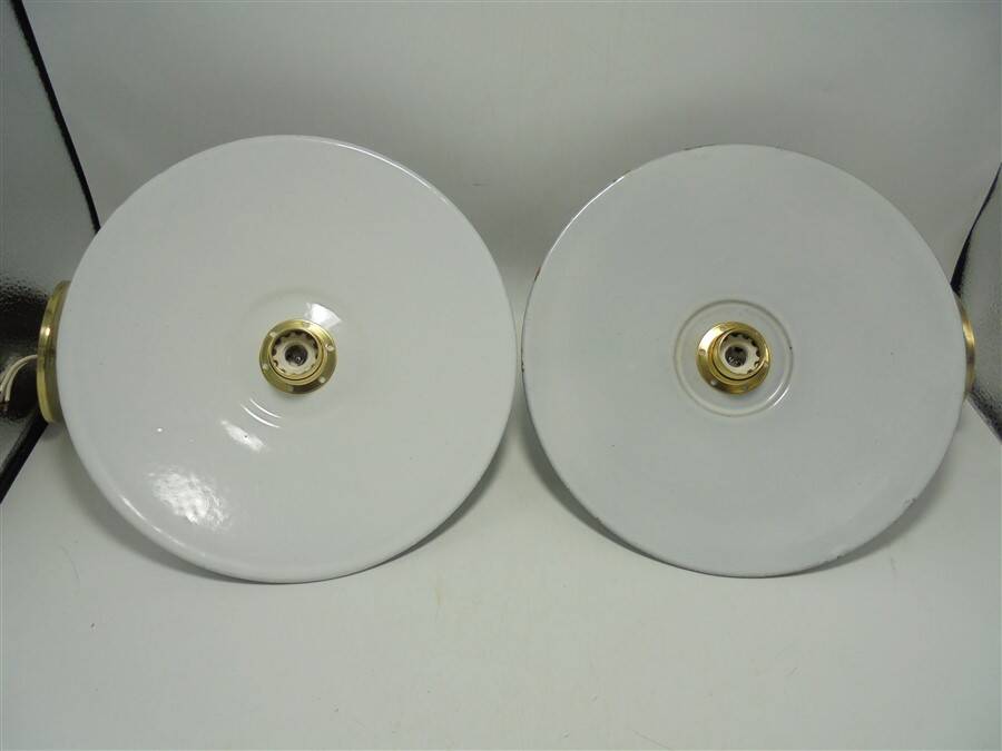 Pair of enamelled sheet metal sconces