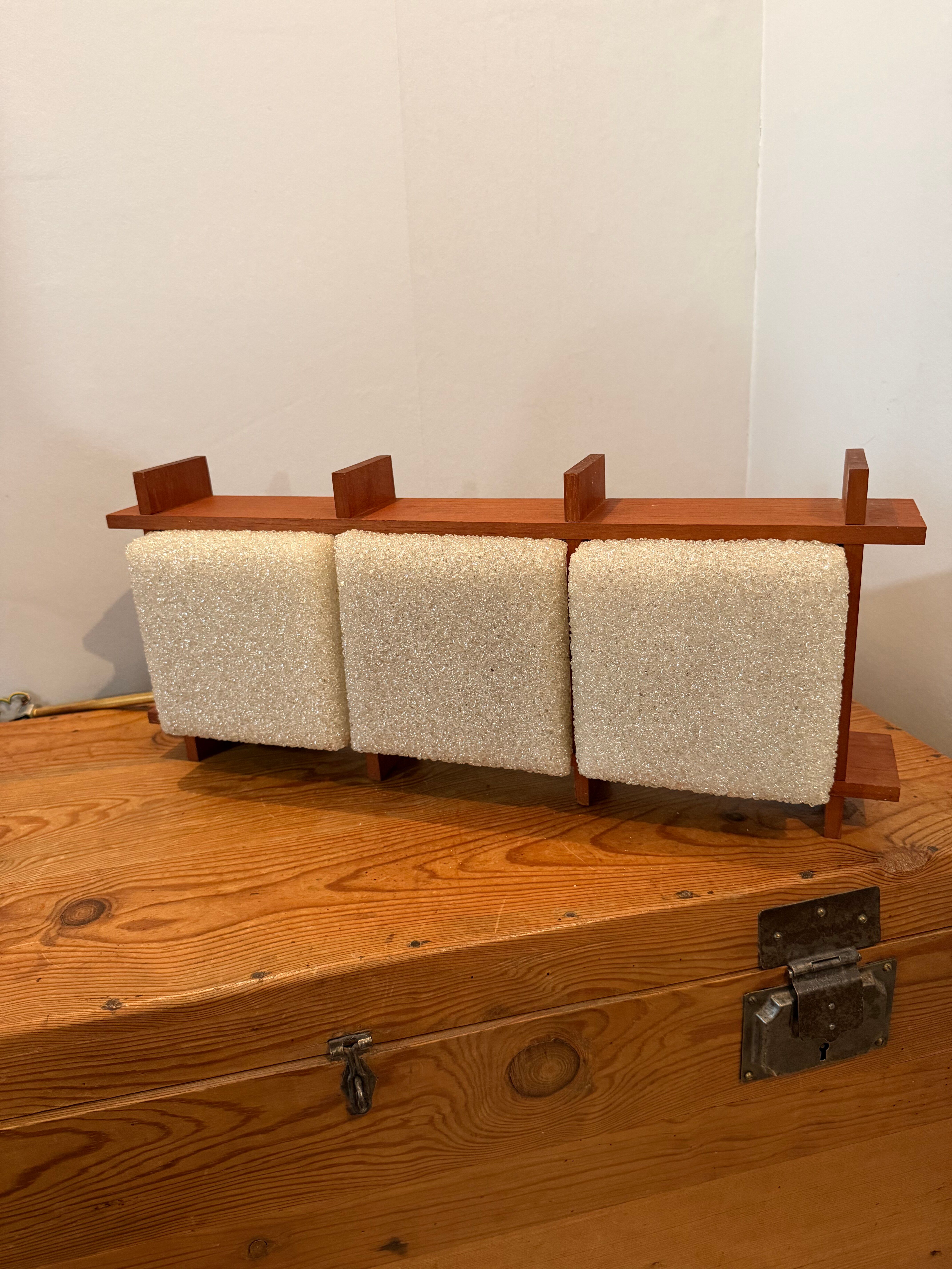 Scandinavian suspension design in teak and vintage perspex from the 1970s.