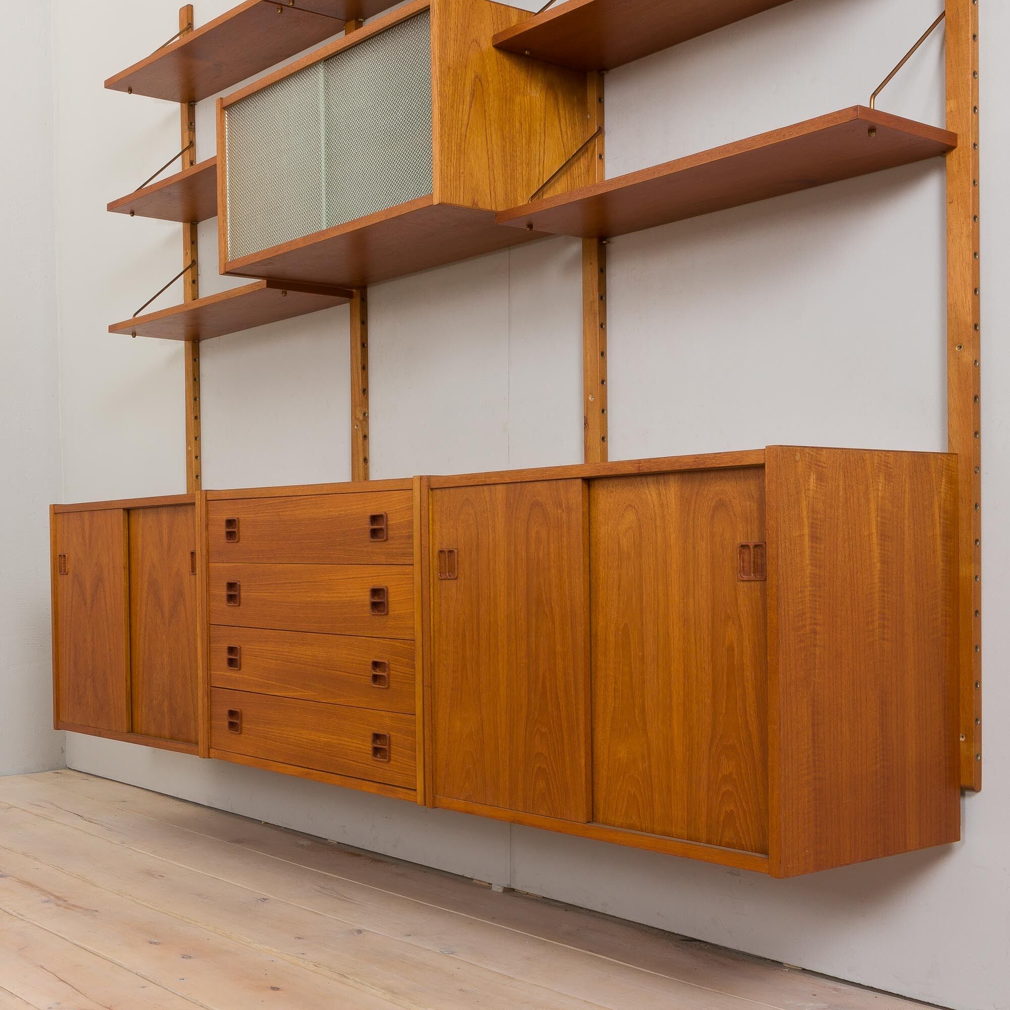 Vintage danish modular teak bookcase 1970s