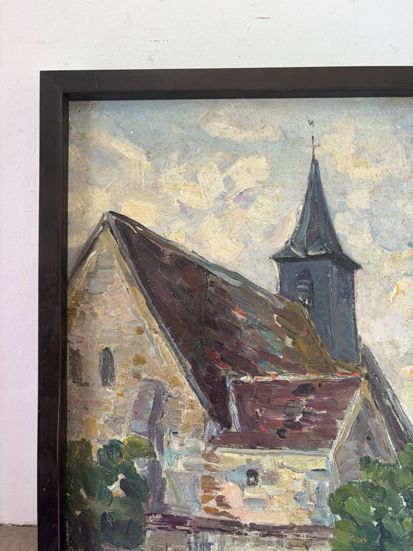 The village church, oil on canvas signed