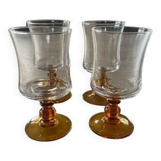 Amber wine glasses - set of 4 glasses
