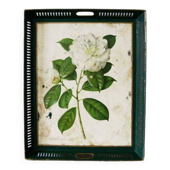 White rose metal tray