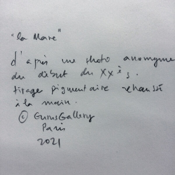 Photographie la Mare tirage noir et blanc rehaussé vers 1900