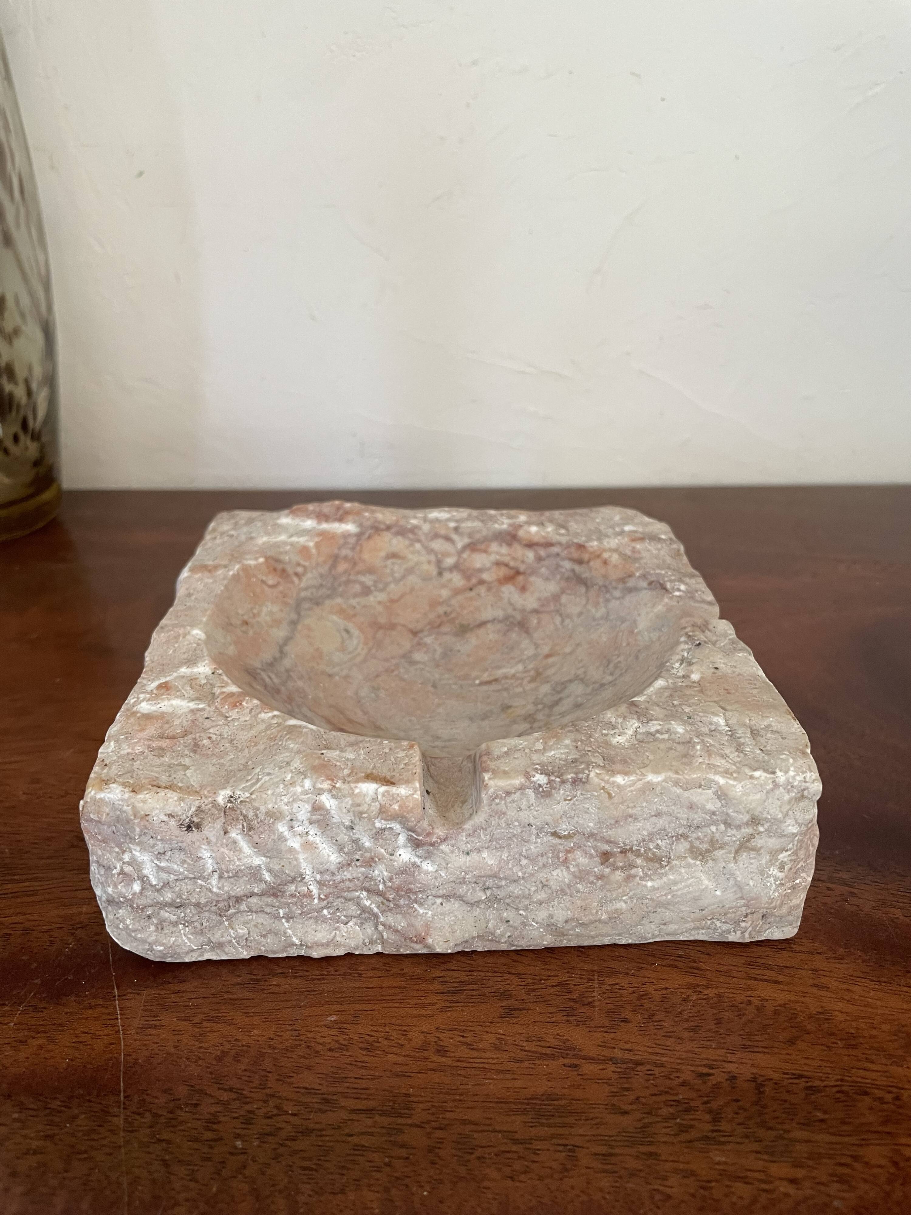 Vintage pinkish beige marble ashtray