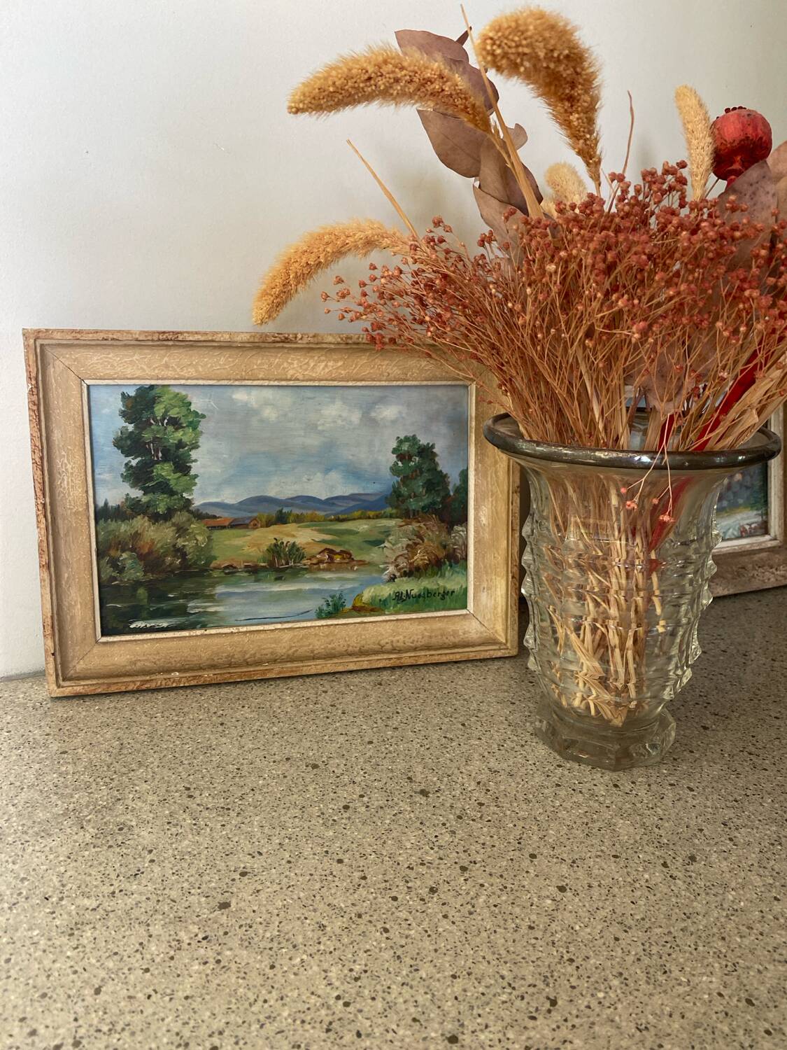 Peinture paysage de campagne signée