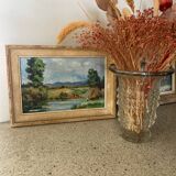 Peinture paysage de campagne signée