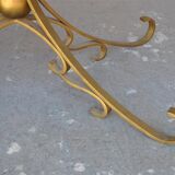 Table basse bois et fer forgé doré style 1940