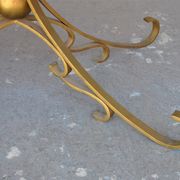 Table low wood and gilded wrought iron style 1940