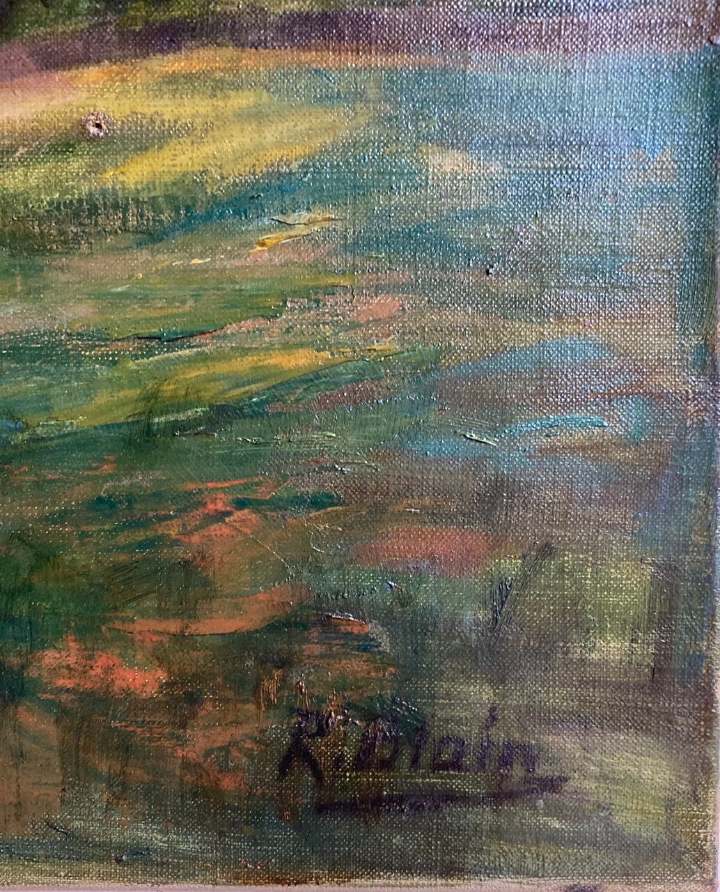 Tableau ancien paysage champêtre signé blain début xx siècle