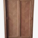 Vintage oak wardrobe with sliding doors