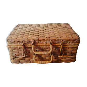 Vintage rattan suitcase