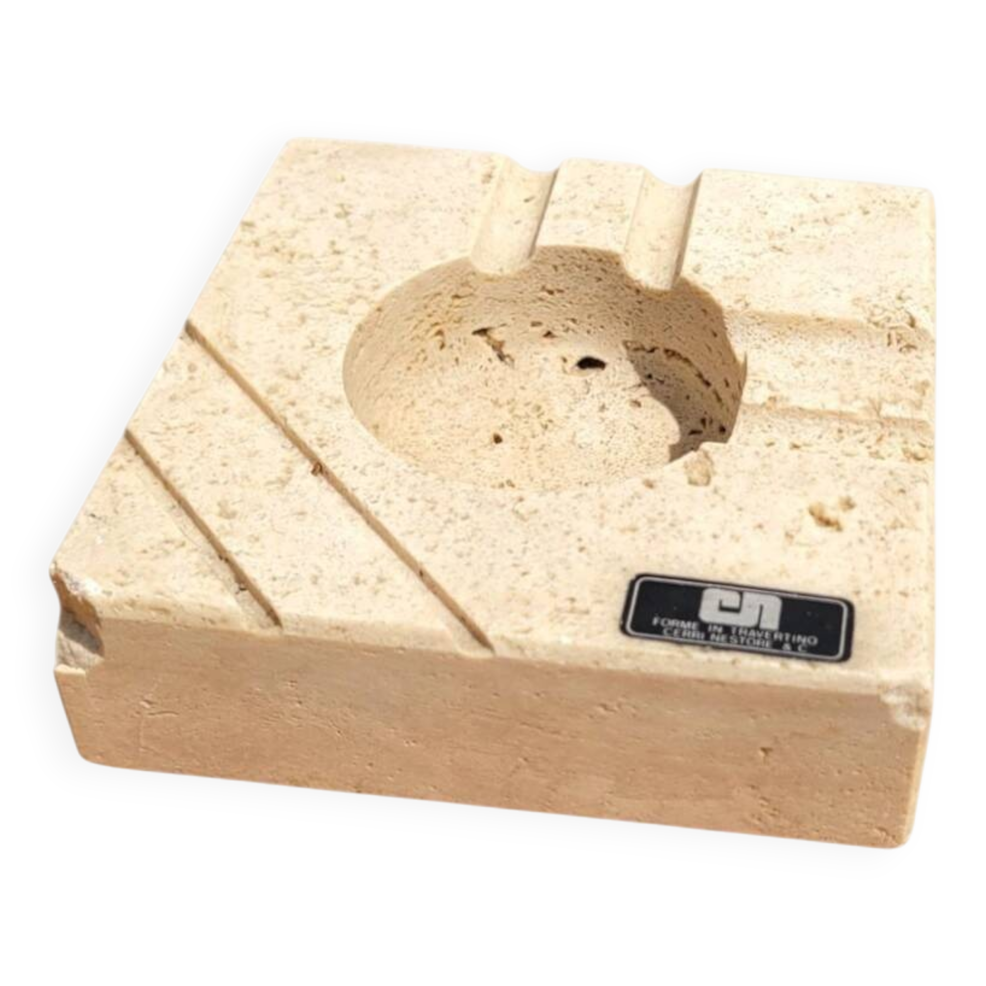 Cendrier en travertin par Cerri Nestore