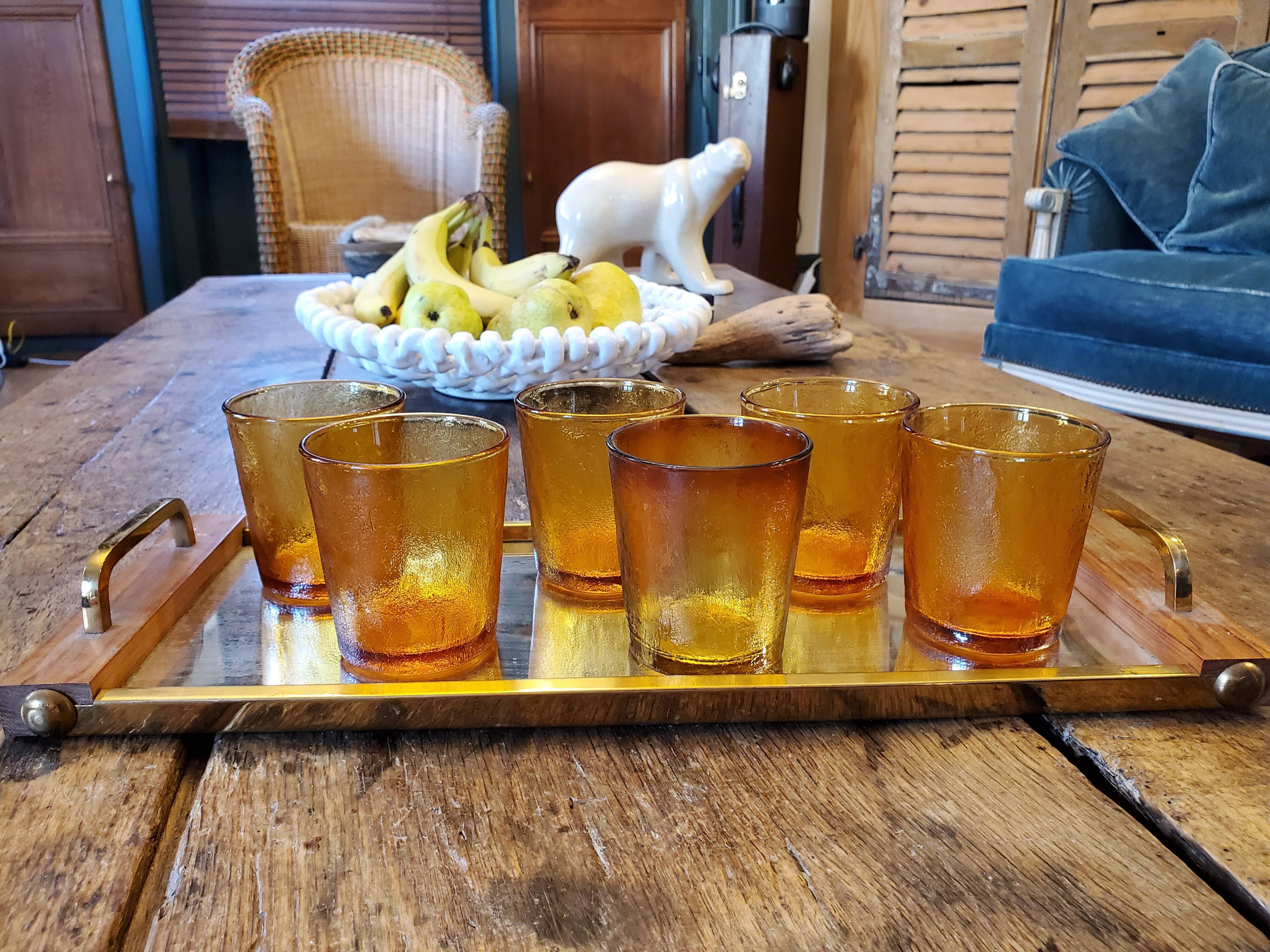 Lot de 6 verres ambré 70